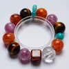 [Dai Si Tuxue] Pulsera de Amazonita Natural y Cristal Blanco para Mujer, la Más Fácil de Combinar, Pulsera de Esmeralda Rosa y Ojo de Tigre, Venta al por Mayor