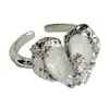 Colección de Anillos Geométricos de Zirconia Personalizados Vintage Lujo Accesible Anillo de Dedo Índice de Gama Alta Apertura Ajustable Joyería para Mano