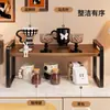 Portavasos de madera maciza, estante de almacenamiento de escritorio, organizador de tazas de té, tazas de agua, tazas de café, vitrina multicapa, mesa auxiliar para sala de estar o comedor