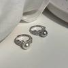 Anillo de perla Shijia de plata esterlina S925 con borde de circón de lujo ligero, anillo de dedo de temperamento de alta gama con apertura de anillo de dedo de comida