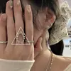Anel Feminino Aberto Geométrico Oval Exagerado Vazado Versátil Moda Empilhável Temperamento Personalidade Anel de Dedo de Celebridade Cyber