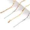 Corrente para Clavícula de Design Europeu e Americano de Nicho, Pulseira e Colar de Aço Inoxidável Banhado a Ouro 18K Trançados em Duas Fios com Formato de Lâmina para Mulheres
