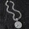 Colar com Pingente de Bode Redondo Personalizado Corrente Cheia de Diamantes Estilo Hip-Hop Novo Estilo Masculino Transfronteiriço Europeu e Americano