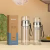 Taza de vidrio transparente de lujo ligero con aislamiento térmico y anti-quemaduras, tapa con textura de patrón de hielo y asa, taza de vidrio portátil Yatai para hombre