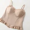 Ropa interior tipo tank top acolchada con encaje incorporado, sin costuras, espalda hermosa, adecuado para usar en capas o solo, sujetador de longitud larga, transfronterizo