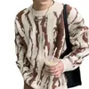Suéter de rayas verticales color block estilo americano para hombre y mujer, nuevo jersey de otoño e invierno, chaqueta de punto informal holgada con cuello redondo de moda