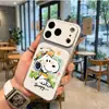 Capa de celular do Snoopy adequada para iPhone 17 Pro Max, Apple 16 Pro, 15 Pro, niche 16, couro de cordeiro