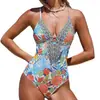 Traje de baño de una pieza de nuevo estilo europeo y americano 2027, con un escote en V profundo y sensual, diseño de inspiración étnica y detalles de corte, disponible para venta transfronteriza en Amazon