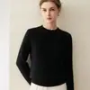 Suéter de Gola Redonda 100% Caxemira para Mulheres, Novo Tricô Liso para Outono e Inverno, Suéter de Caxemira com Caimento Solto