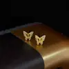 Pendientes de mariposa de plata de ley s925, estilo mini minimalista japonés, diamantes brillantes, exquisitos y a la moda, con una sensación rica y lujosa, pendientes de diseño único