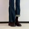 Botas Finas da Moda com Patchwork e Solado Grosso para Mulheres 2025 Novo Modelo com Zíper nas Costas, Salto Bloco de Camurça e Botas Curtas Elásticas