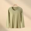 Camiseta básica de manga larga con almohadilla para el pecho integrada, de una sola pieza, para mujer, para otoño, elástica, para primavera y otoño