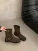 Hebilla de Cinturón Estilo Británico Retro Chuyuji Botas Martin para Mujer 2026 Otoño/Invierno Nuevo Diseño de Nicho con Punta Dividida Falsa Ajuste Delgado