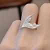 Anillo de Cola de Pez "Pez Pequeño" Qi Yu Circundante Plata Blanca Luz Lujo Elegante Perla Amor y Espacio Profundo Anillo de Moda