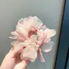 Elástico de Cabelo com Flor de Renda e Pérolas para Mulheres, Atmosfera Suave e de Conto de Fadas, Corda para Rabo de Cavalo, Elástico para Coque Diário, Acessório de Cabelo