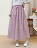 Falda midi plisada floral fresca para mujer, nuevo estilo de verano, corte holgado, de longitud media, algodón puro, falda fina de línea A