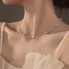 Colar de Pérolas Quebradas de Prata Pura 999 para Mulheres Estilo Ins Francês Luxo Acessível Simples Elegante Colar Atacado