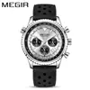 MEGIR Venta al por mayor Reloj para Hombre Multifuncional Ultradelgado Estilo de Negocios Correa de Silicona Resistente al Agua Luminoso Calendario 2236
