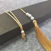 Juego de Cuerda para Agarre de Mano con Nudo Seguro y Borla de Perla Estilo Antiguo Accesorios Hanfu Merchandising de Anime Borlas con Anillos