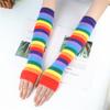 Luvas de Verão Estilo Coreano Elásticas com Listras Arco-íris Estilo Hyun-tasteful Manga de Braço Fofa Estudante Versátil Moda Manga