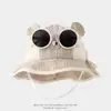 Sombrero de Bebé Estilo Verano con Gafas, Lindo Sombrero de Pescador Rayado para Niños y Niñas, Sombrero Tipo Cubo para Bebés con Protección Solar