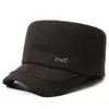 Gorro plano a prueba de viento y frío de invierno para papás y abuelos, gorro cálido de algodón y lana con forro polar para hombres de mediana edad y mayores, con protección para las orejas