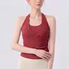 Camiseta de yoga sin mangas con cuello en V cruzado y almohadillas en el pecho, modeladora de cintura, sujetador deportivo reductor, camiseta de entrenamiento de Pilates y fitness
