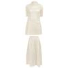 Conjunto de Dos Piezas para Mujer de Estilo Coreano, Color Sólido, Plisado, Longitud Media, Falda Irregular, Nuevo para la Primavera 2026