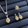 Zircón amarillo ganso corte estrella comparable a flor de hielo cubierta trasera en forma de gota anillo abierto temperamento de mujer colgante traje de aretes