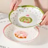 Prato de Frutas Cartoon Impresso de 8 polegadas, Prato de Jantar Divertido para Crianças, Prato de Louça Doméstico, Prato Criativo de Café da Manhã, Prato de Frutas para Lanches