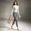 Conjunto deportivo de dos piezas para yoga para mujer: Chaqueta ajustada con cremallera y cuello alto y pantalones de tiro alto elásticos con tacto nude para entrenamientos en el gimnasio