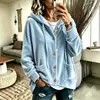 2026 Europa Outono Inverno Novo Cruzamento Cor Sólida Casual Moda Botão Com Capuz Veludo Manga Longa Cardigan Jaqueta Feminina