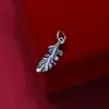 Colgante de hoja texturizada de plata de ley S925, amuleto de hoja de la buena suerte estilo chino, accesorio hecho a mano para pulsera y collar DIY