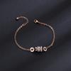 Pulseira de Transferência Clássica de Aço Titânio Cintura Fina para Mulheres Três Fileiras de Diamantes Pulseira Ouro Rosa Joia de Mão para Casal Atacado