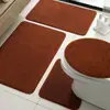 Juego de Cuatro Piezas de Alfombrillas de Piso de Color Sólido Imitación Cachemira para Baño y Tocador, Alfombrillas para Pies de Tocador en Forma de U, Absorbentes de Agua, Antideslizantes, Secado Rápido