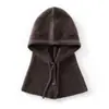 Suave y cómoda, gorro de punto de cachemira de color liso, diseño unisex, simple y versátil, con cordón y hebilla, y una gorra de punto cálida