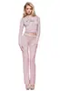 Atacado de Roupas Femininas Transfronteiriças Estilo Europeu e Americano Primavera Nova Gola Redonda Elegante Versátil Slim Fit Poá Manga Longa Conjunto Feminino