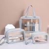 Bolsa de cosméticos transparente de PVC, conjunto de tres piezas, bolsa de baño translúcida de PU esmerilada, bolsa de almacenamiento para natación, gran capacidad para mujeres