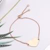 304 Joyería Corazón de Durazno Brillante Telescópica Ajustable Pulsera de Caja Femenina Corazón Letras Nombre Letras DIY Punto