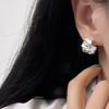 Pendientes brillantes de corte irregular para mujer, distintivos, exagerados, geométricos, semicirculares, chapados en plata C S925, pendientes de moda.