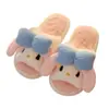 Pantufas Fofas de Pelo para Mulheres, Casa Outono/Inverno, Antiderrapante, Interno, Pantufas de Algodão Abertas na Ponta, Inverno Feminino, Desenho Animado, Popular no Instagram