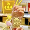 Chaveiro/Pingente de Bolsa Shuibei Ano Novo do Cavalo Ouro Puro Paz e Alegria com Gato da Sorte Dourado Presente para Empresa