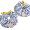 Elástico de Cabelo Gatinho Kt Estilo Coreano com Laço, Argola Grande Listrada Azul Refrescante, Corda de Cabelo, Elástico para Coque