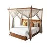 Móveis para hotel B&B, conjunto completo para quarto padrão, cama rústica de madeira maciça, cama vintage, cama wabi-sabi, baú de bagagem, banquinho, customizado de fábrica