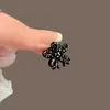 Grampo Pequeno com Laço de Strass Preto para Mulheres, Elegante Presilha Lateral para Franja, Presilha Superior com Acabamento de Luxo