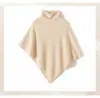 Xale Lenço de Gola Alta em Lã Pura Europeu e Americano para Mulheres, Cachecol de Ombro Irregular Quente, Capa Poncho Solta