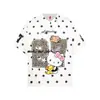 Camiseta de manga corta bordada Hello Kitty estilo retro americano para hombre y mujer, nuevo estilo de verano, holgada y casual, top dulce y fresco de media manga