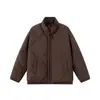 Chaqueta de Plumas con Cuello Alto para Hombre 2025 Invierno Nueva Retro Japonesa Color Sólido Cuadros Grueso Cálido Abrigo de Plumas de Moda