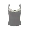 Camisole Versátil Puro Desejo Sem Costura Estilo Doce e Menina Roupa Íntima Roupa Externa Top Justo com Acabamento em Renda com Bojo