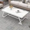 Mesa de centro de ardósia estilo italiano para salas de estar pequenas, mesa floral nórdica, mesa de centro retangular de mármore simples e luxuosa